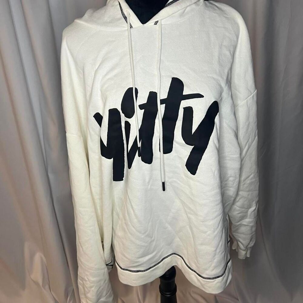 Unbranded Women's White and Cream Hoodie
